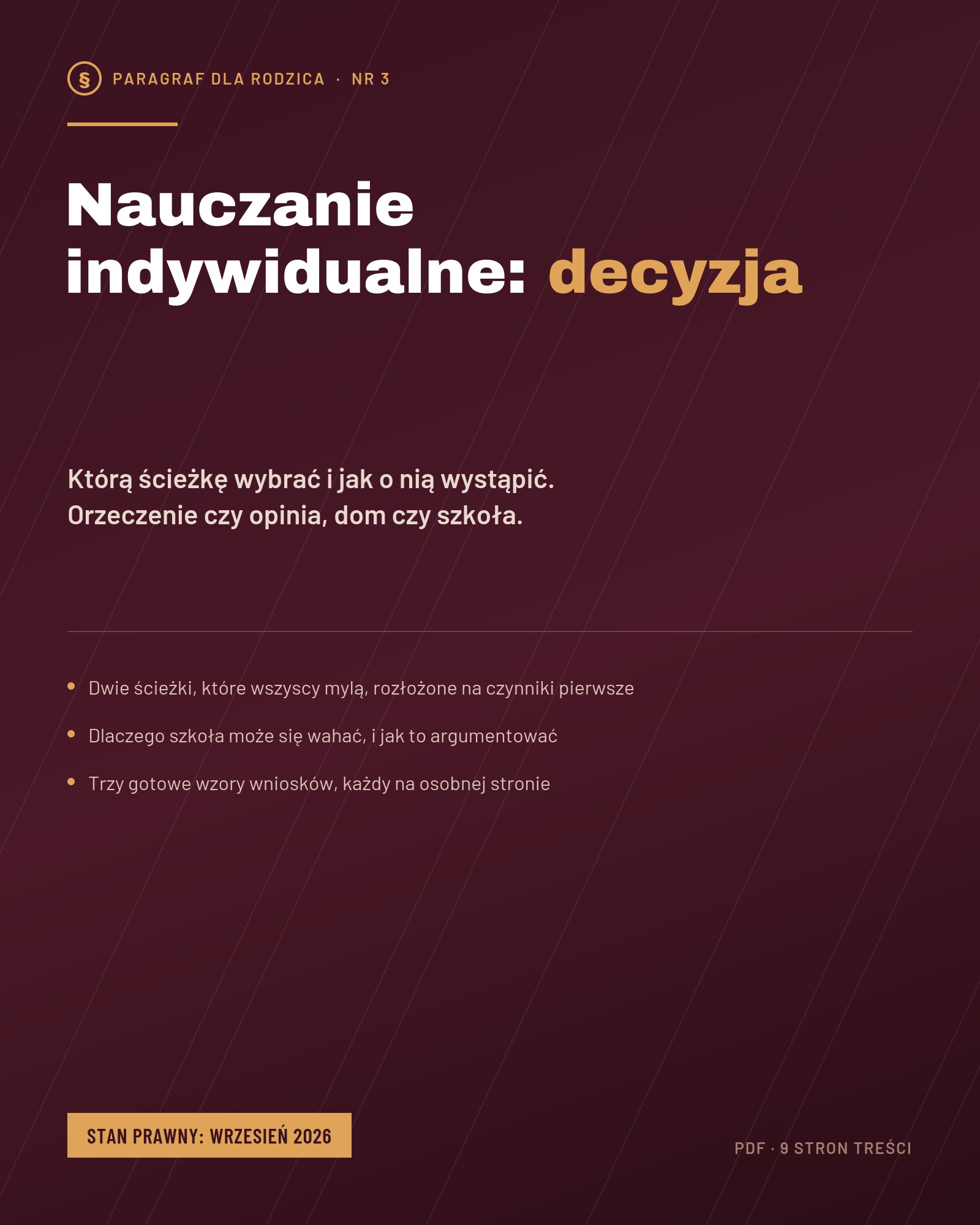 Nauczanie indywidualne: decyzja
